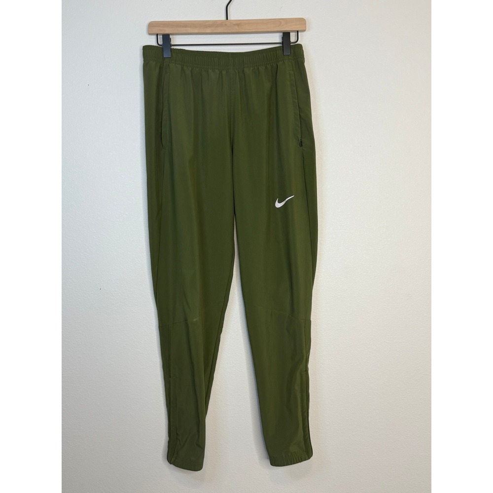 Nike Men's Dri-FIT Challenger Olive Green Running Pants Joggers Zipper Cuffs S